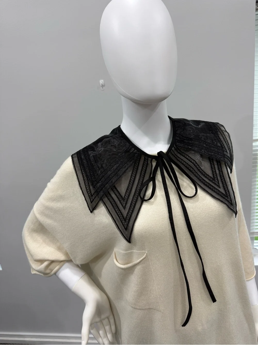 Black Lace Detachable Collar Tie Necklace